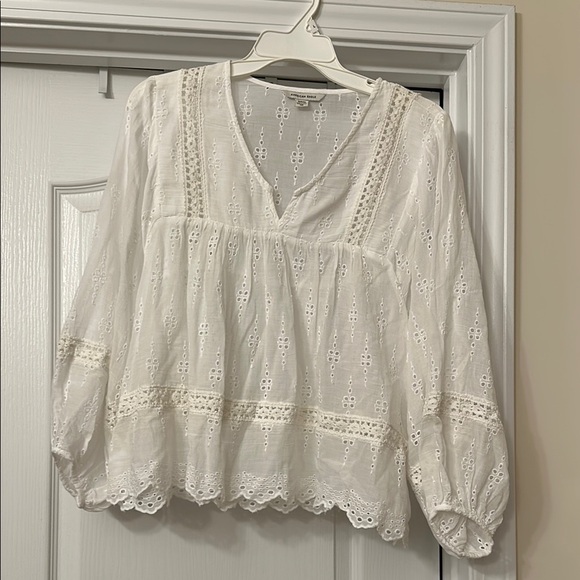 American Eagle Outfitters Tops - American Eagle Outfitters White Bishop Sleeve Blouse